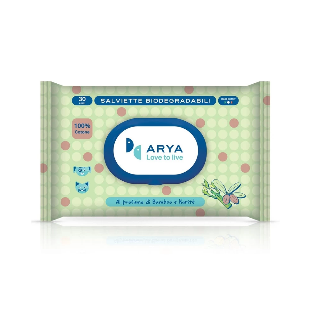 Arya Salviette Al Bamboo E Karité Biodegradabili Per Cane E Gatto 30x20 Cm Conf. Da 30 Pz 3 Arya Salviette Al Bamboo E Karité Biodegradabili Per Cane E Gatto 30x20 Cm Conf. Da 30 Pz