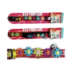 Camon Collare Per Gatto In Tessuto Con Fiori Ricamati 10x300 Mm