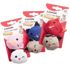 Camon Emoticat Gioco Per Gatto Con Catnip 2 Faccine In Tessuto Da 6 Cm