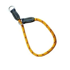 Collare In Nylon A Corda Tonda A Strangolo In Cuoio Per Cane. 10x540 Mm GIALLO