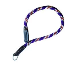 Collare In Nylon A Corda Tonda A Strangolo In Cuoio Per Cane. 15x540 Mm VIOLA