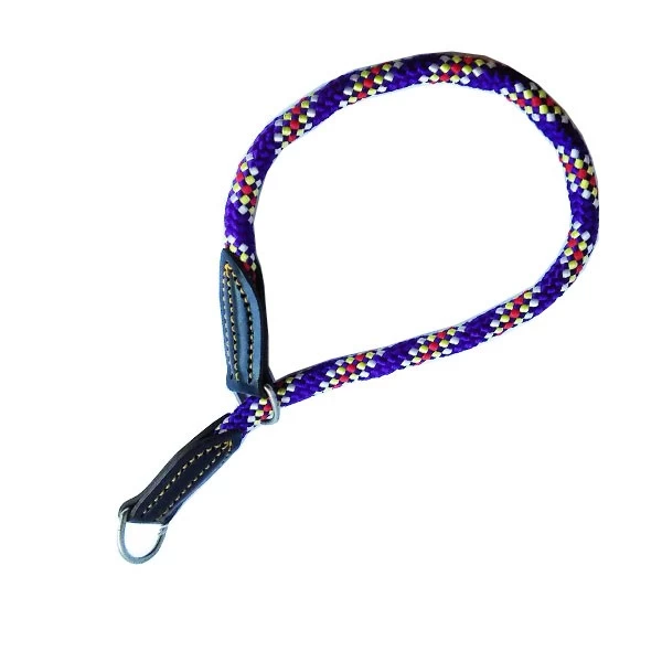 Collare In Nylon A Corda Tonda A Strangolo In Cuoio Per Cane. 15x540 Mm VIOLA 3 Collare In Nylon A Corda Tonda A Strangolo In Cuoio Per Cane. 15x540 Mm VIOLA