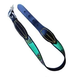 Collare In Nylon Decorato, In Cuoio Con Fibbia Per Cane. 20x570 Mm VERDE