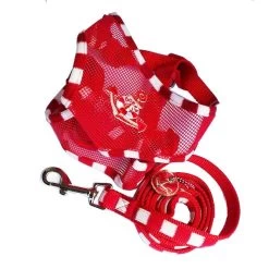 DOG PLAYER Parure In Gomma E Cotone Con Pettorina Regolabile E Guinzaglio Per Cane, Gatto E Cuccioli Tg.XL 20x1100x540 Mm