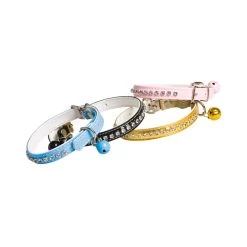 FARM COMPANY Collarini Gatto Elasticizzati In Similpelle Con Strass 10x300 Mm