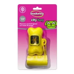 INODORINA CITY BAG Dispenser Sacchetti Igienici + 1 Rotolo Da 20 Sacchetti