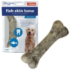 Les Filous Fish Skin Bone Snack Per Cane 100% Pelle Di Pesce 2 Ossa Da 13 Cm