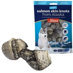 Les Filous Salmon Skin Knots Snack Per Cane 100% Pelle Di Salmone 6 Nodi Da 6 Cm