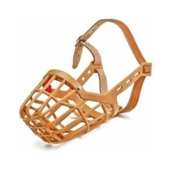 Museruola In Plastica Mis.9 Con Montatura In Pelle E Fibbia In Metallo Per Cane