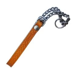 PEGGY Collare In Cuoio Semi-strangolo E Catena OCRA 15x250-360 Mm Per Cane