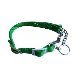 PEGGY Collare Semi-strangolo Nylon E Catena VERDE 15x250-360 Mm Per Cane