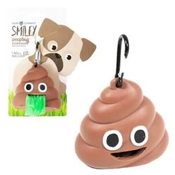 SMILEY POOPBAG Portasacchetti In Gomma + Rotolo Sacchetti OMAGGIO Per Cane