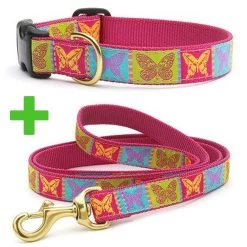 UP COUNTRY Butterfly Guinzaglio Con Collare Per Cane 25x1200 Mm Tg.XXL In Nylon