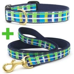 UP COUNTRY Newport Plaid Guinzaglio Con Collare Per Cane 15x1200 Mm Tg.XS In Nylon