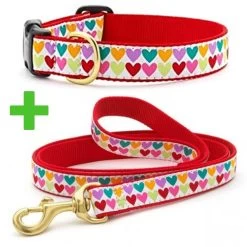 UP COUNTRY Pop Hearts Guinzaglio Con Collare Per Cane 25x1200 Mm Tg.XL In Nylon