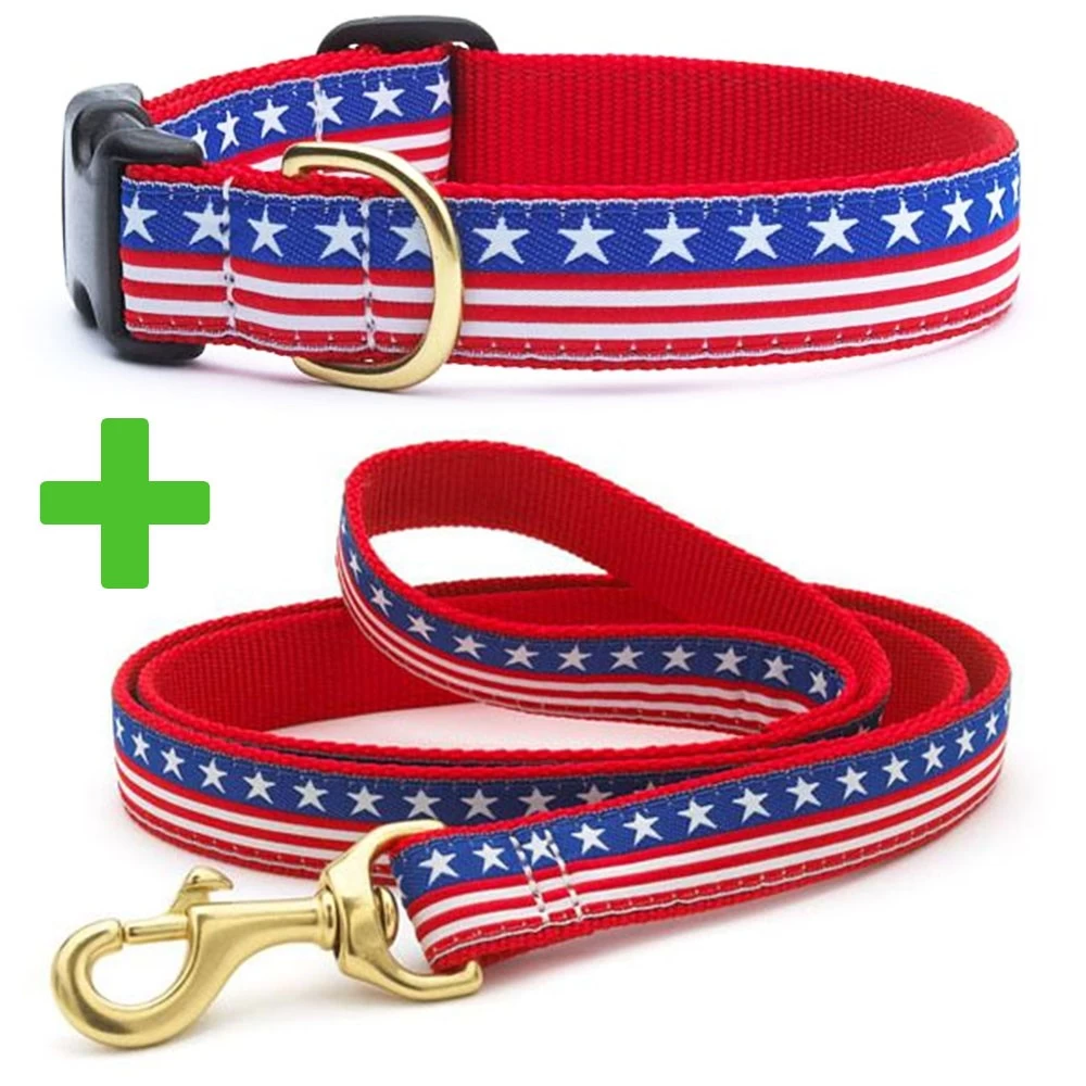 UP COUNTRY Stars And Stripes Guinzaglio Con Collare Per Cane 25x1200 Mm Tg.XL In Nylon 3 UP COUNTRY Stars And Stripes Guinzaglio Con Collare Per Cane 25x1200 Mm Tg.XL In Nylon