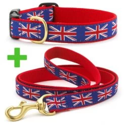 UP COUNTRY Union Jack Guinzaglio Con Collare Per Cane 25x1200 Mm Tg.XL In Nylon