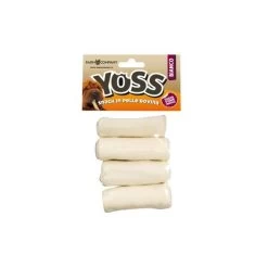 YOSS ROTOLOSSO BIANCO Snack In Pelle Naturale Per Cane - 4 Pz Da 6 Cm